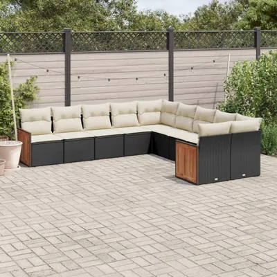 Produktbild von 10-tlg. Garten-Sofagarnitur mit Kissen Schwarz Poly Rattan 3260432