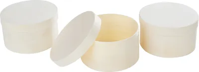 Produktbild von VBS 3er-Pack Holz-Spanschachtel rund Ø 9cm Höhe 5cm