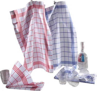 Produktbild von Kracht Geschirrtuch 2er-Pack weiß-rot 50x70 cm