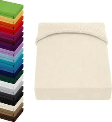Produktbild von JERSEY Spannbettlaken 70x140cm Spannbetttuch 100% Baumwolle Kinderbett Kinderlaken Babybett, Farbe: Creme