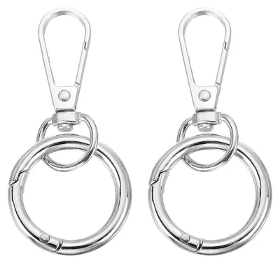 Productafbeelding van Draaibare musketonhaken met sleutelringen - Set van 2 stuks - 7,1 cm - Zilverkleurig