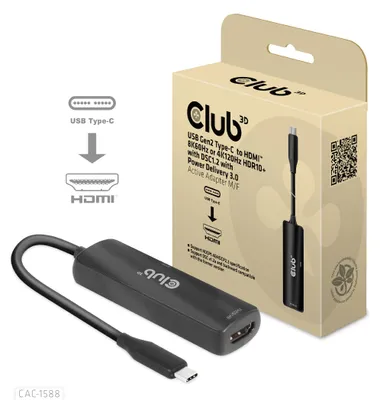 Zdjęcie produktu dla CLUB3D CAC-1588, 0,17 m, USB Type-C, HDMI, Męska, Żeńska, Prosty