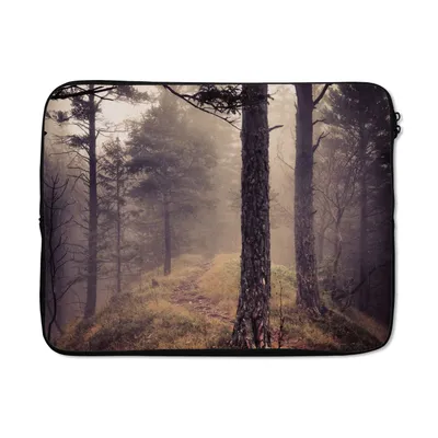 Produktbild von MuchoWow® Laptop Hülle 15 Zoll Nebel - Herbstdekoration - Natur - Wald Laptoptasche - Laptoptasche - Sleeve - Rundum-Schutz