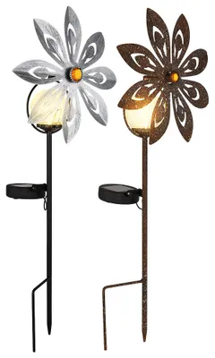 Produktbild von 2er Set LED Solarleuchte, Glaskugel, Windrad, H 50 cm