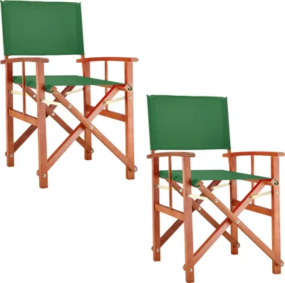 Produktbild von CASARIA® 2x Gartenstuhl Balkonstuhl Holz Grün FSC®-zertifiziert Klappbar 160kg Belastbar Bezug 30° Waschbar Armlehne Klappstuhl Garten Balkon Camping Wetterfest Eukalyptus 56,5x86cm