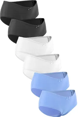 Produktbild von Fabio Farini - 6 Stück Damen Mid Taillenslips Unterhosen - Frauen Baumwoll Panty mit Stretch im sportlich modernen Design mit Schleifchen