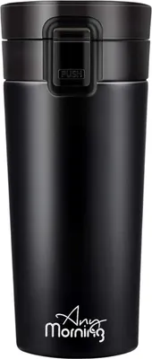 Produktbild von Any Morning BA21522 Thermosbecher 380 ml, Doppelschicht-Edelstahl, auslaufsicher, Deckel mit Knopfverschluss, Stahlfilter, 12,85 oz