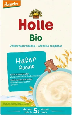 KASZKA OWSIANA PEŁNOZIARNISTA BEZ DODATKU CUKRÓW OD 5 MIESIĄCA DEMETER BIO 250 g - HOLLE