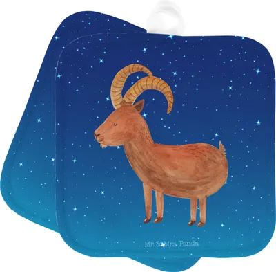 Produktbild von Mr. & Mrs. Panda Topfuntersetzer Sternzeichen Steinbock - Sternenhimmel Blau - Geschenk, Ziege, Ofenlappen, Bock, Steinböcke, topfhalter, Topflappen 2er Set