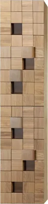 Productafbeelding van MOVEA Hoge kast, 160 cm, 2 deuren, zonder handgrepen, soft-close sluiting, omkeerbaar, licht eikenfineer op multiplex, espenfineer, blokmotief