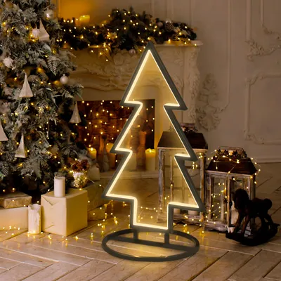 Productafbeelding van 60 cm 3D LED kerstboom, tuinsteker, kerstverlichting.100 LED kerstboom voor de tuin, met grondpennen, buitenverlichting, warm wit