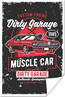 Produktbild von MuchoWow® Poster Mancave - Auto - Rot - Vintage 80x120 cm - Papierdruck
