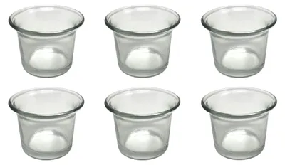 Produktbild von 6 Teelichtgläser Teelichthalter aus Glas klar geschwungen 4,5 cm hoch