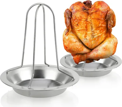 Obrázok produktu pre 2x Chicken Grill, BBQ Grilovač na kurčatá, 2 kusy, pre grilované kurčatá, s odkvapkávačom