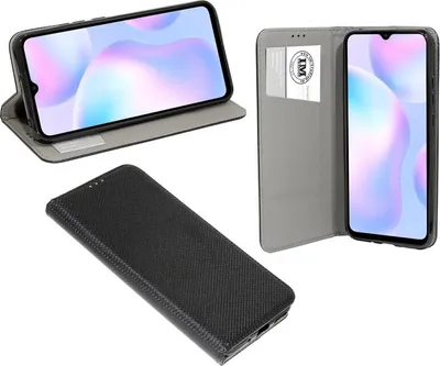 Produktbild von Buch Tasche "Smart" XIAOMI REDMI 9A Handy Hülle Schutzhülle mit Standfunktion, Kartenfach Schwarz