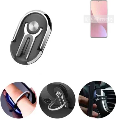 Produktbild von K-S-Trade 3in1 Smartphone-Ring Handy-Ring kompatibel mit Xiaomi 12S Fingerhalterung  Handyring Tischständer Lüftungsgitter-Halterung Tisch Ständer