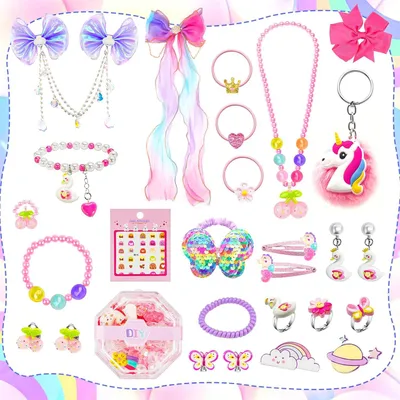 Produktbild von Adventskalender 2024 für Mädchen, 24 Überraschungen mit Schmuck Haarschmuck DIY Bastelset, Weihnachtskalender Geschenk für Kinder 3–12 Jahre