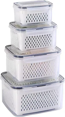 Immagine prodotto di Set di contenitori per frigorifero per frutta e verdura, 6 pezzi, in plastica