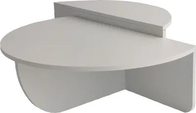 A white corner shelf unit.