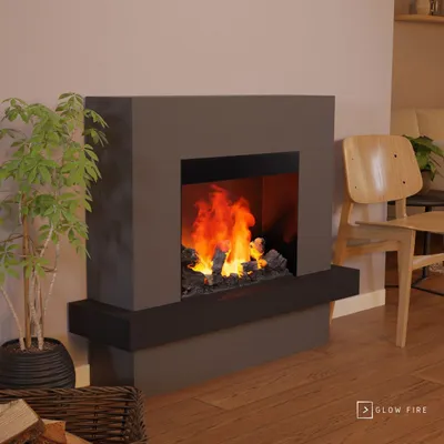 Produktbild von GLOW FIRE Elektrokamin 'Hera Opti Myst' | Wasserdampf Kamin mit Heizung inkl. Holz in schwarz als Standkamin| HxBxT: 110x126x32cm