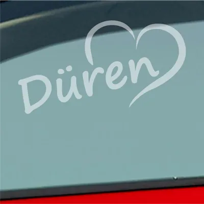 Produktbild von Auto Aufkleber Düren Herz Stadt City Liebe Love Heimat 15,5x8 cm Milchglas Sticker Heckscheibenaufkleber