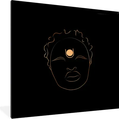 Produktbild von MuchoWow® Gerahmtes Poster Frau - Gold - Strichzeichnung 40x40 cm - Poster mit Schwarzem Bilderrahmen Wandposter Rahmen Foto Bilder - Mit Rahmen - Wanddekoration Schlafzimmer