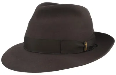 Borsalino edler Fedora Haarfilzhut mit mittelbreiter Krempe in grau