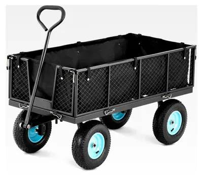 Produktbild von Faltbarer Bollerwagen 550 kg wasserdicht 142 x 69 x 94 cm schwarz Gummiräder gepolsterter Griff 139 cm Handwagen Gerätewagen Transportwagen Gartenwagen