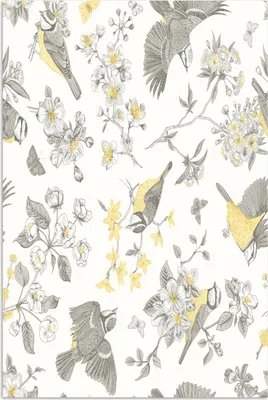 Produktbild von MuchoWow® Poster Blumen - Vogel - Grau 120x180 cm - Kunstposter