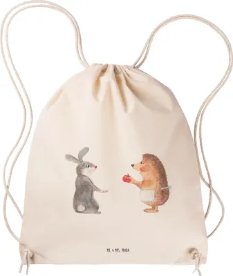 Produktbild von Mr. & Mrs. Panda Jutebeutel Hase Igel - Transparent - Geschenk, Turnbeutel, Lustige Sprüche, sporttasche klein, Trösten, Trennungsschmerz, wander rucksack, und, leichter