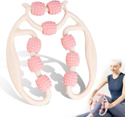 Zdjęcie produktu dla Masażer do mięśni nóg, antycellulitowy masażer w ergonomicznym urządzeniu do drenażu limfatycznego, przeznaczony do masażu szyi, ramion, nóg, ciała, modelujący sylwetkę, działający głęboko (różowy)