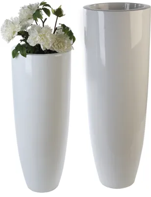 Zdjęcie produktu dla Gilde Übertopf XXL, "Konus", Fiberglas, Poly, weiß, VE 1, H. 90 cm, D. 36 cm  79358