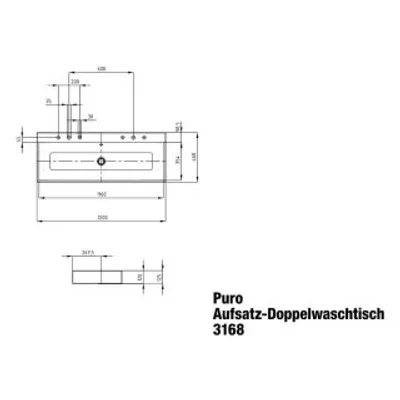 Produktbild von KALDEWEI 907007293001 Aufs.-WT PURO Mod.3168-D, 1200 x 460,