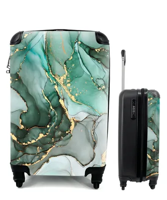 Produktbild von MuchoWow® Koffer Handgepäck Trolley Rollkoffer Kleine Reisekoffer mit 4 Rollen - Gold - Marmor - Grün - Luxus - Marmoroptik - Grau - Cabin Size < 55x40x23 cm & 55x40x20 cm - Fotokoffer - Kabinenkoffer - Boardgepäck - Reise-Box - Reisekoffer - Reisegepäck - Koffer mit Bild - Trolley für Kinder