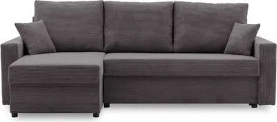 Produktbild von Ecksofa mit schlaffunktion Schlafcouch mit Bettkasten universelle Seite AIKIDO 233x90cm Dunkelgrau