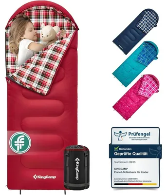 Productafbeelding van Kinderslaapzak, flanel, geschikt voor alle seizoenen, comfortabel, 7°C, rood, voor kinderen tot 140 cm