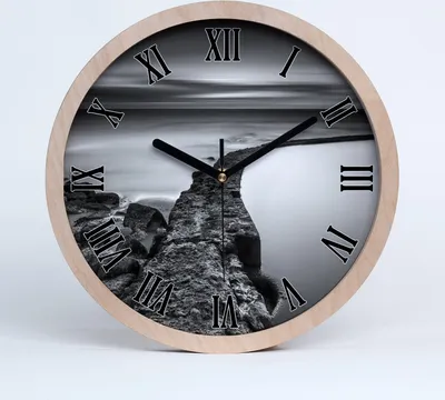 Produktbild von Holzuhr 20fi cm wanduhr - schwarze Spitzen - Steiniger Strand