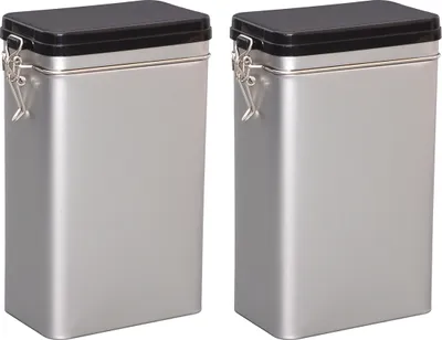 Obrázok produktu pre tea4chill Sada na čaj / kávu / potraviny „Silver Classic“, 2 dózy po 500 g, uzáver s klipom