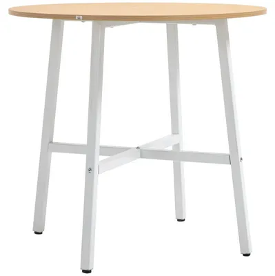 Image de Table ronde industrielle | Couleur : bois, blanc | Dimensions : 80x80x76 cm