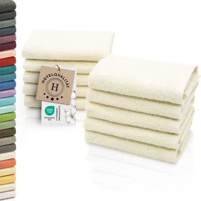 Produktbild von 10er Set Seiftücher, Baumwolle, 30x30 cm, 420g/qm, naturbelassen (beige)