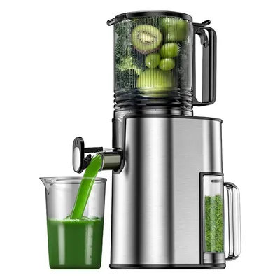 Immagine prodotto di ZELURXX Spremiagrumi efficiente, scivolo di alimentazione da 130 mm, 1,8 litri, spremitura lenta, senza BPA, ideale per la famiglia