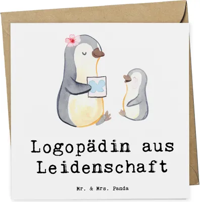 Produktbild von Mr. & Mrs. Panda Klappkarte Logopädin Leidenschaft - Weiß - Geschenk, Studium, doppelkarte, Ausbildung, Lustig, faltkarte, anlasskarte, Jubiläum, Glückwunschkarte, Spruch