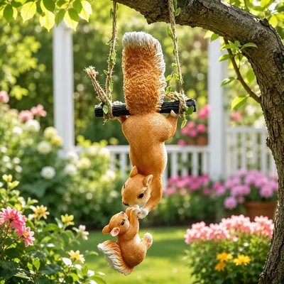 Produktbild von Hängendes Eichhörnchen Gartenfigur aus Harz zur Dekoration