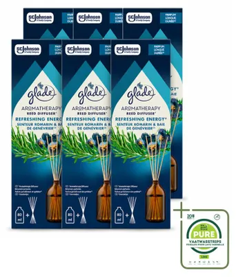 Image de 6 diffuseurs parfumés Glade Aromathérapie, senteur "Énergie Rafraîchissante" - 80 ml - Pack économique - 6 pièces