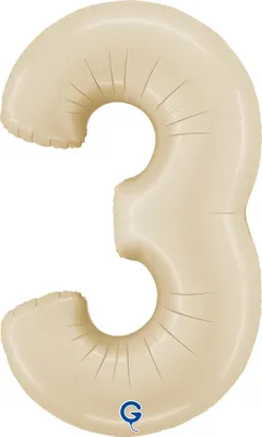 Produktbild von Riesenzahl Folienballon 26"/66cm | Satin Cream Zahl: 3