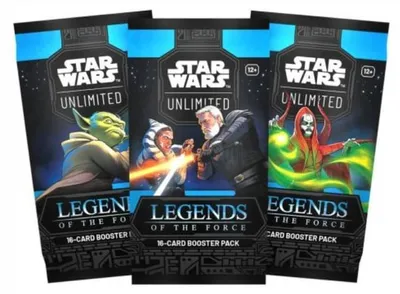 Productafbeelding van Star Wars: Unlimited – Legends of the Force, boosterpakket (3 stuks) – Collectible Card Game – 16 kaarten per booster – Engels + Heartforcards® verzendbescherming