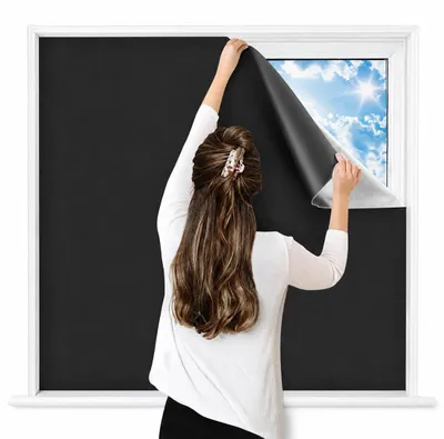 Verdunkelndes Rollo ohne Bohren, 145 x 100 cm, Schwarz