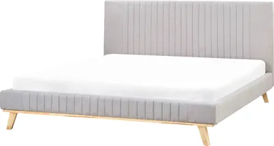 Obrázok produktu pre BELIANI Posteľ svetlosivá 180 x 200 cm čalúnený ženilkový rám postele vysoké prešívané čelo spálňa
