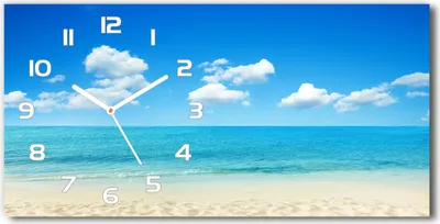 Produktbild von Wanduhr aus Glas – 60x30 cm - Glasbild - Glasuhr - Gehärtetes Glas - weisse-zeiger - Paradies-Strand