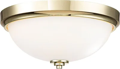 Produktbild von Deckenleuchte Metall Glas E27 IP44 D: 33.5 cm in Messing poliert Weiß 2-flammig rund Jugendstil